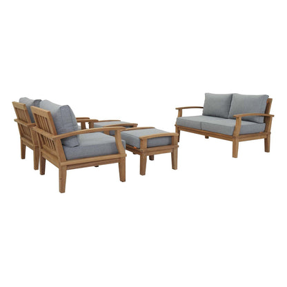 Modway Furniture Marina 5 Piece Outdoor Patio Teak Set by Modway – EEI-1472-NAT-GRY-SET