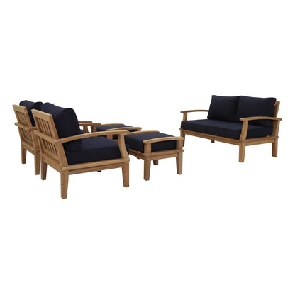 Modway Furniture Marina 5 Piece Outdoor Patio Teak Set by Modway – EEI-1472-NAT-GRY-SET