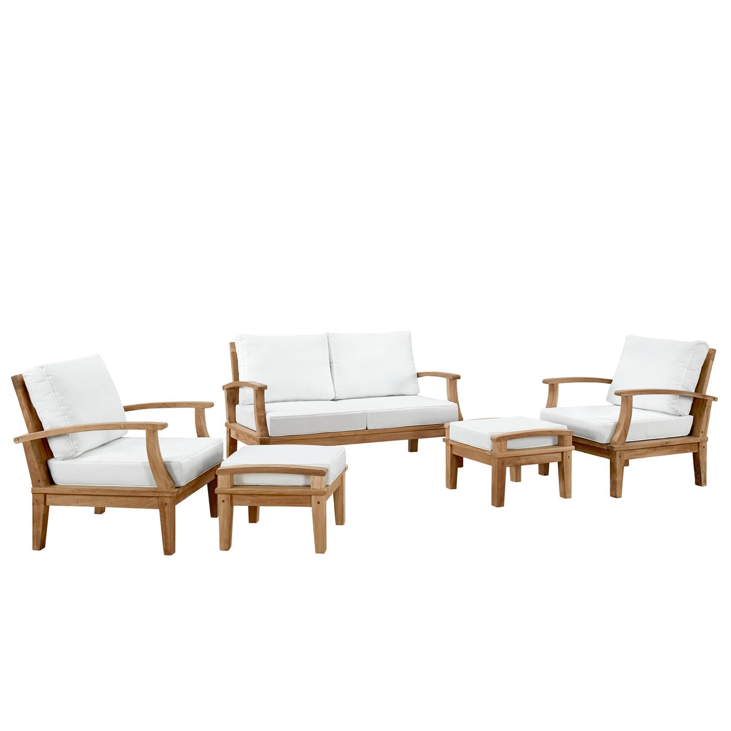 Modway Furniture Marina 5 Piece Outdoor Patio Teak Set by Modway – EEI-1472-NAT-GRY-SET