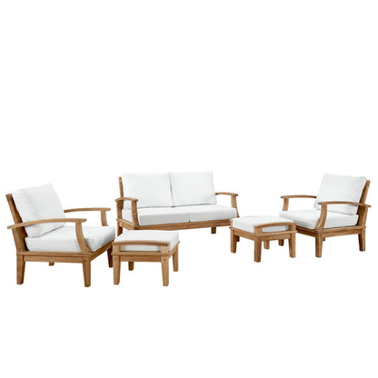 Modway Furniture Marina 5 Piece Outdoor Patio Teak Set by Modway – EEI-1472-NAT-GRY-SET