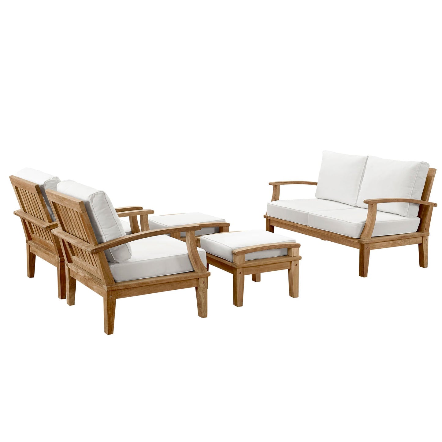 Modway Furniture Marina 5 Piece Outdoor Patio Teak Set by Modway – EEI-1472-NAT-GRY-SET