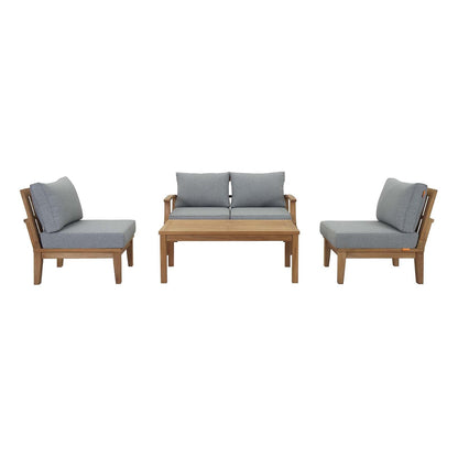 Modway Furniture Marina 5 Piece Outdoor Patio Teak Set by Modway – EEI-1477-NAT-GRY-SET