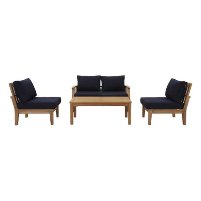 Modway Furniture Marina 5 Piece Outdoor Patio Teak Set by Modway – EEI-1477-NAT-GRY-SET