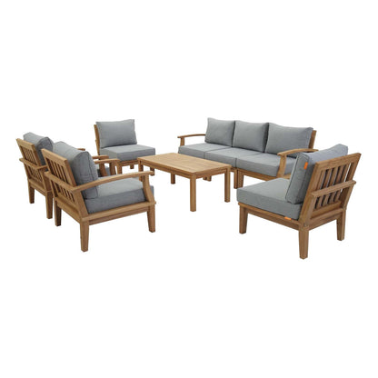 Modway Furniture Marina 8 Piece Outdoor Patio Teak Set by Modway – EEI-1479-NAT-GRY-SET