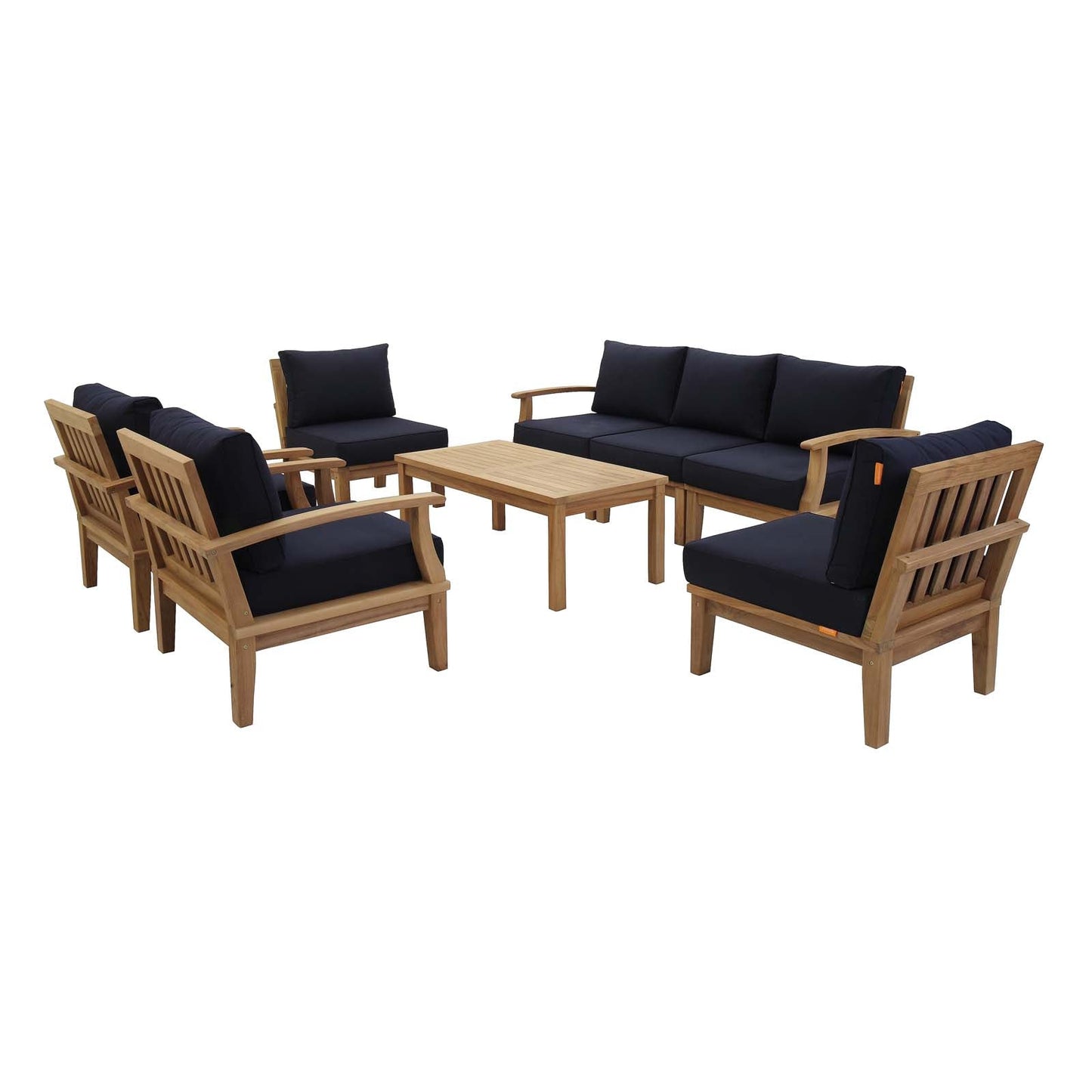 Modway Furniture Marina 8 Piece Outdoor Patio Teak Set by Modway – EEI-1479-NAT-GRY-SET