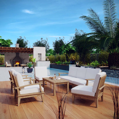 Modway Furniture Marina 8 Piece Outdoor Patio Teak Set by Modway – EEI-1479-NAT-GRY-SET