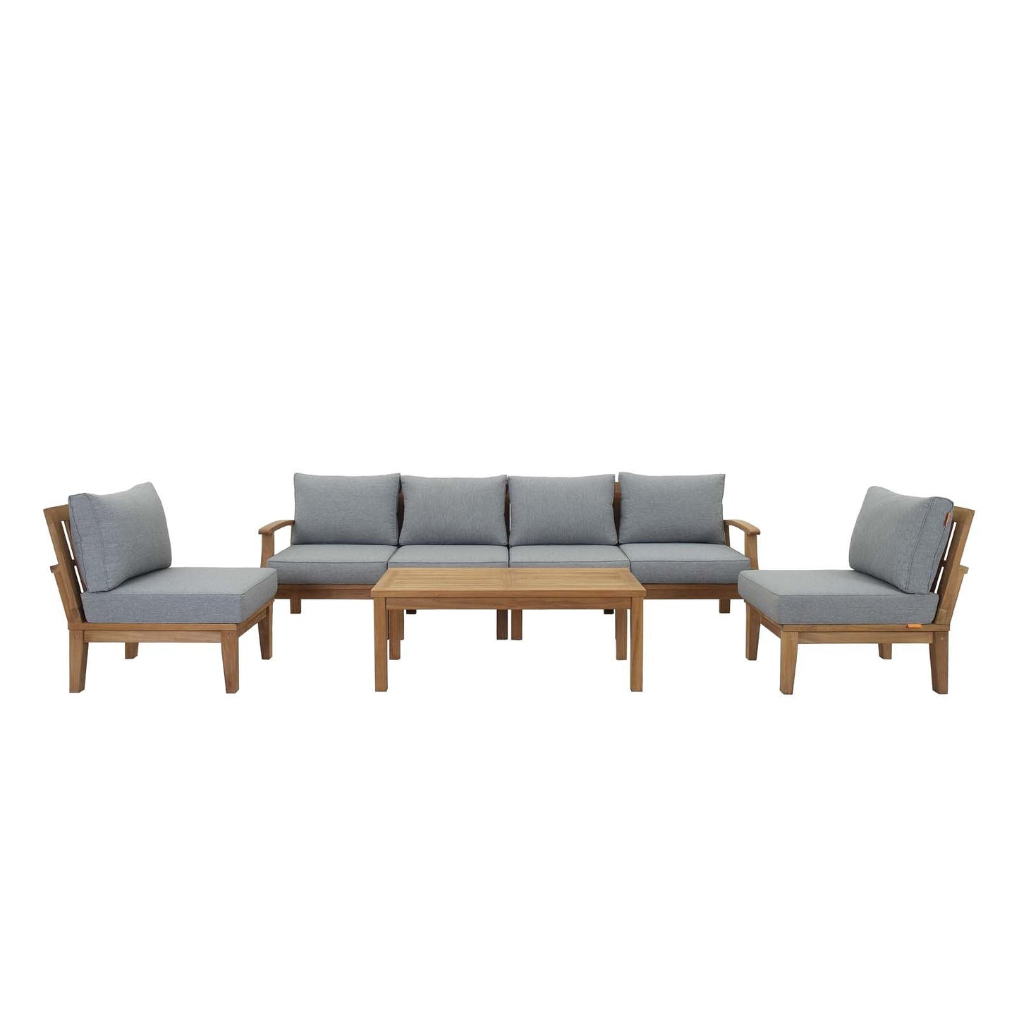 Modway Furniture Marina 7 Piece Outdoor Patio Teak Set by Modway – EEI-1481-NAT-GRY-SET