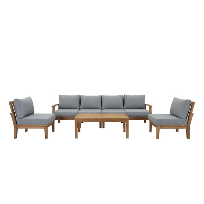 Modway Furniture Marina 7 Piece Outdoor Patio Teak Set by Modway – EEI-1481-NAT-GRY-SET