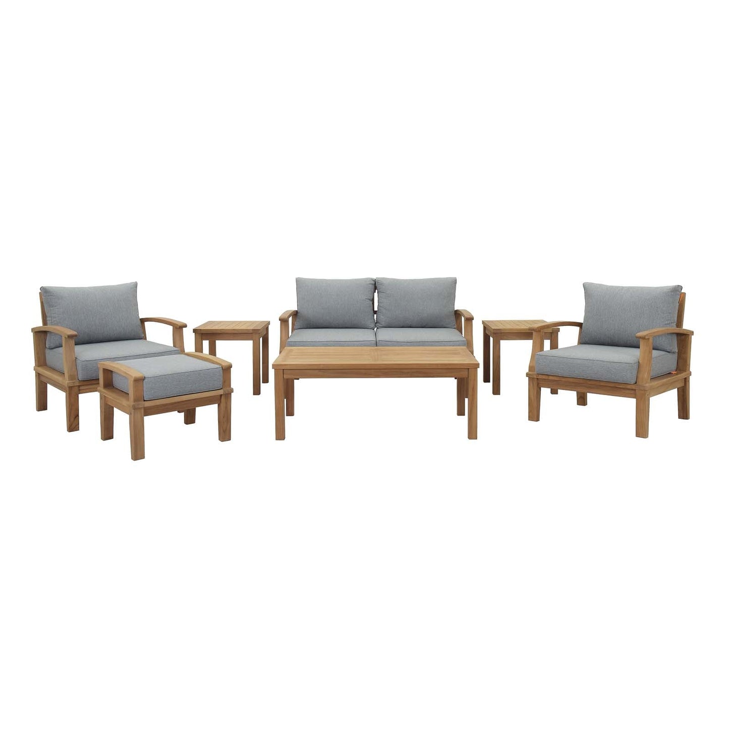 Modway Furniture Marina 7 Piece Outdoor Patio Teak Set by Modway – EEI-1486-NAT-GRY-SET