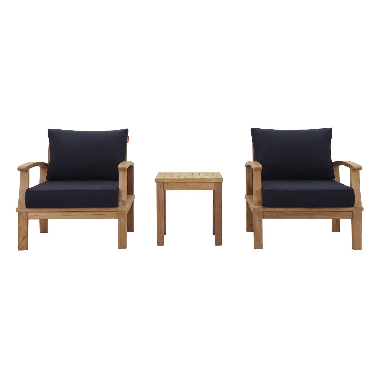 Modway Furniture Marina 3 Piece Outdoor Patio Teak Set – EEI-1487-NAT-GRY-SET