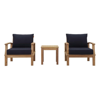 Modway Furniture Marina 3 Piece Outdoor Patio Teak Set – EEI-1487-NAT-GRY-SET