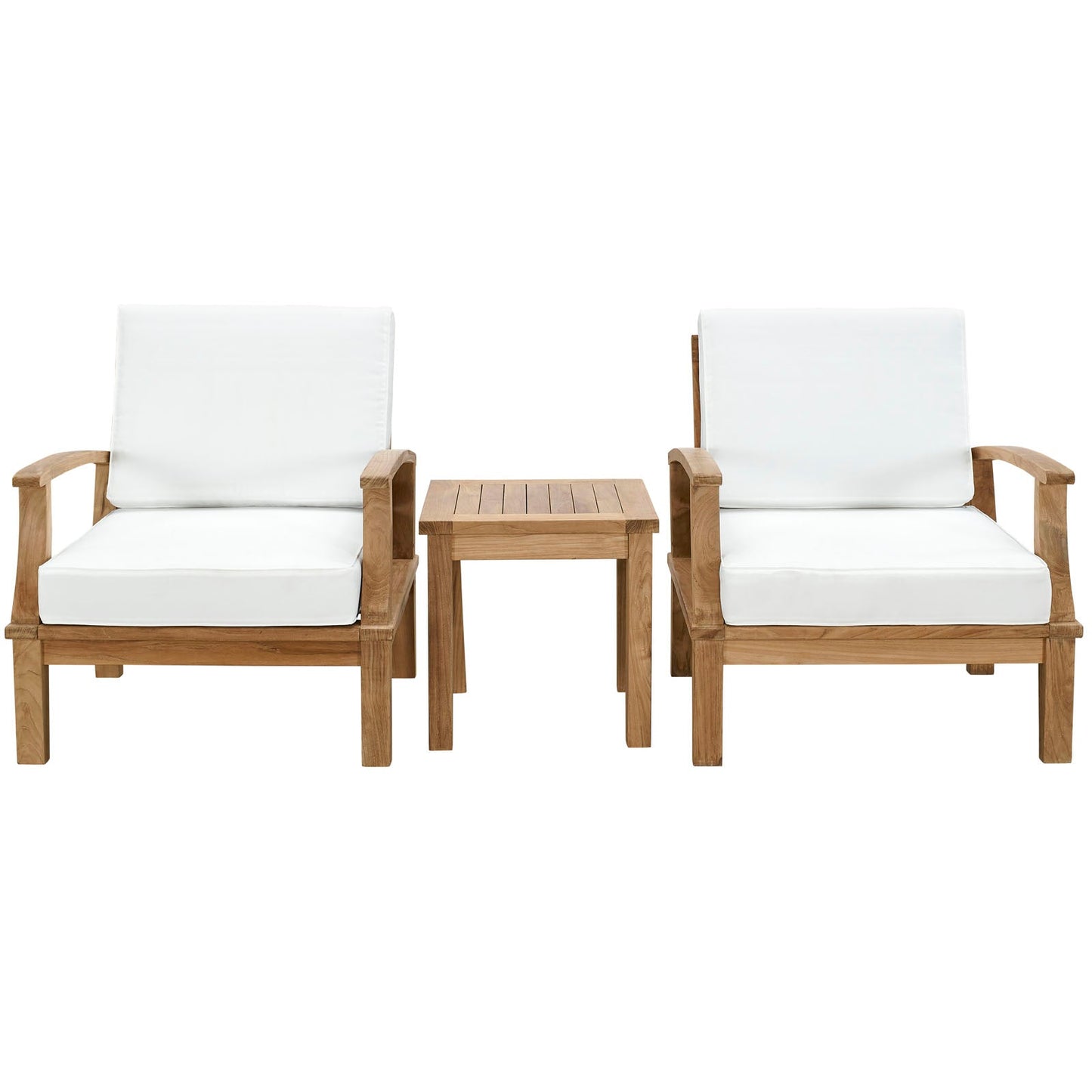 Modway Furniture Marina 3 Piece Outdoor Patio Teak Set – EEI-1487-NAT-GRY-SET