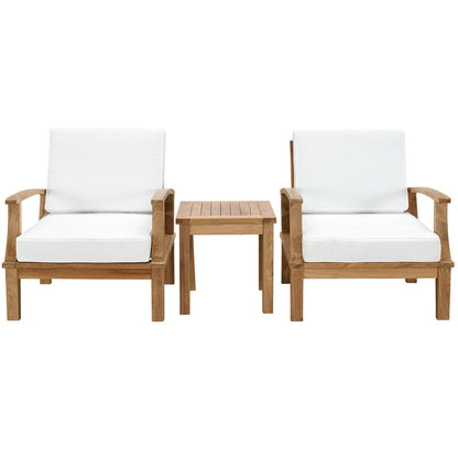 Modway Furniture Marina 3 Piece Outdoor Patio Teak Set – EEI-1487-NAT-GRY-SET
