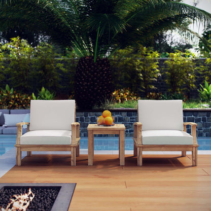 Modway Furniture Marina 3 Piece Outdoor Patio Teak Set – EEI-1487-NAT-GRY-SET