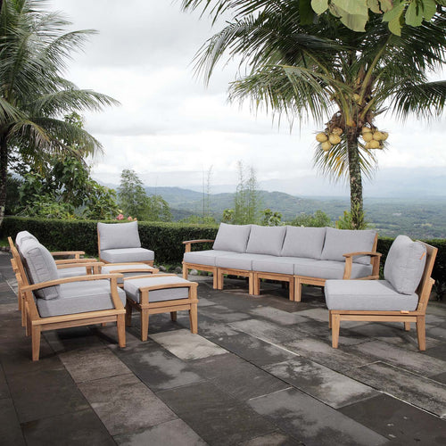 Modway Furniture Marina 10 Piece Outdoor Patio Teak Set by Modway - EEI-1489-NAT-GRY-SET