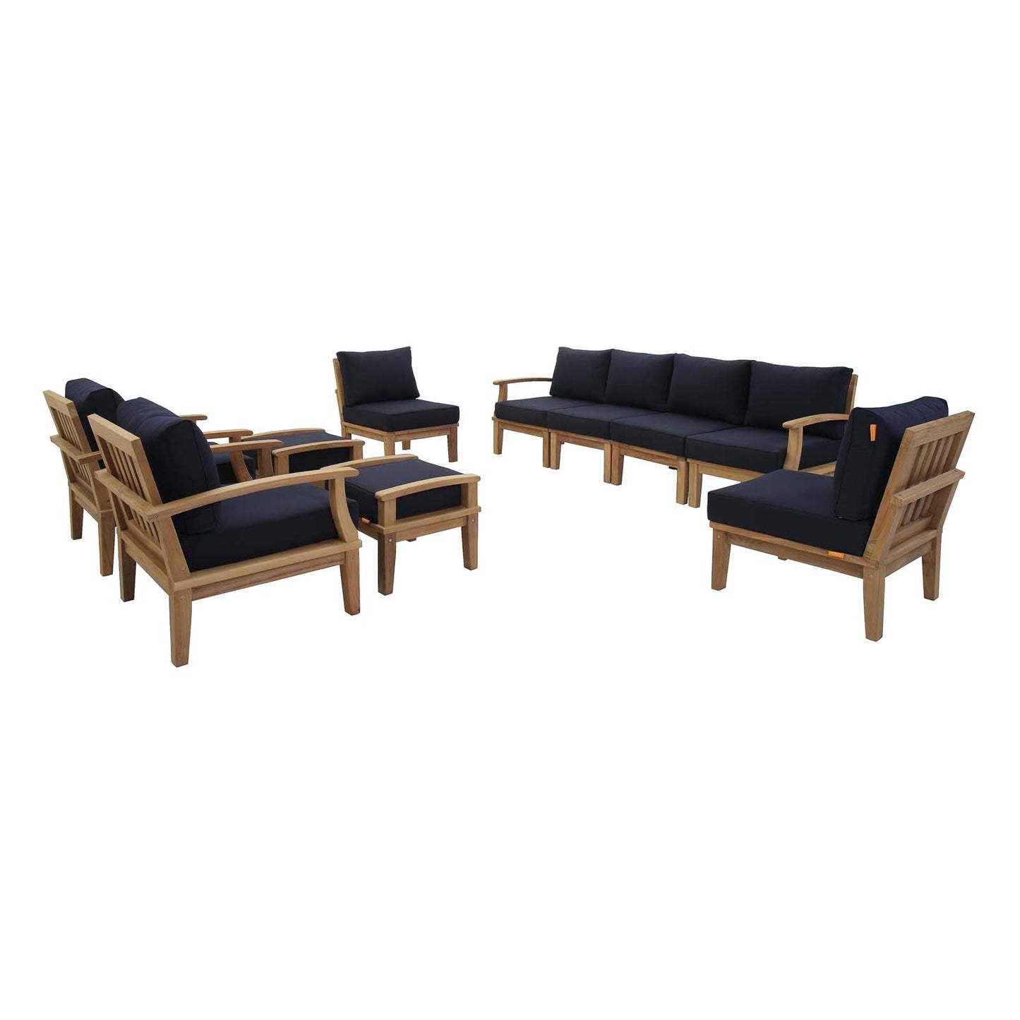 Modway Furniture Marina 10 Piece Outdoor Patio Teak Set by Modway - EEI-1489-NAT-GRY-SET