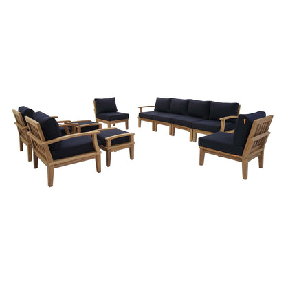 Modway Furniture Marina 10 Piece Outdoor Patio Teak Set by Modway - EEI-1489-NAT-GRY-SET