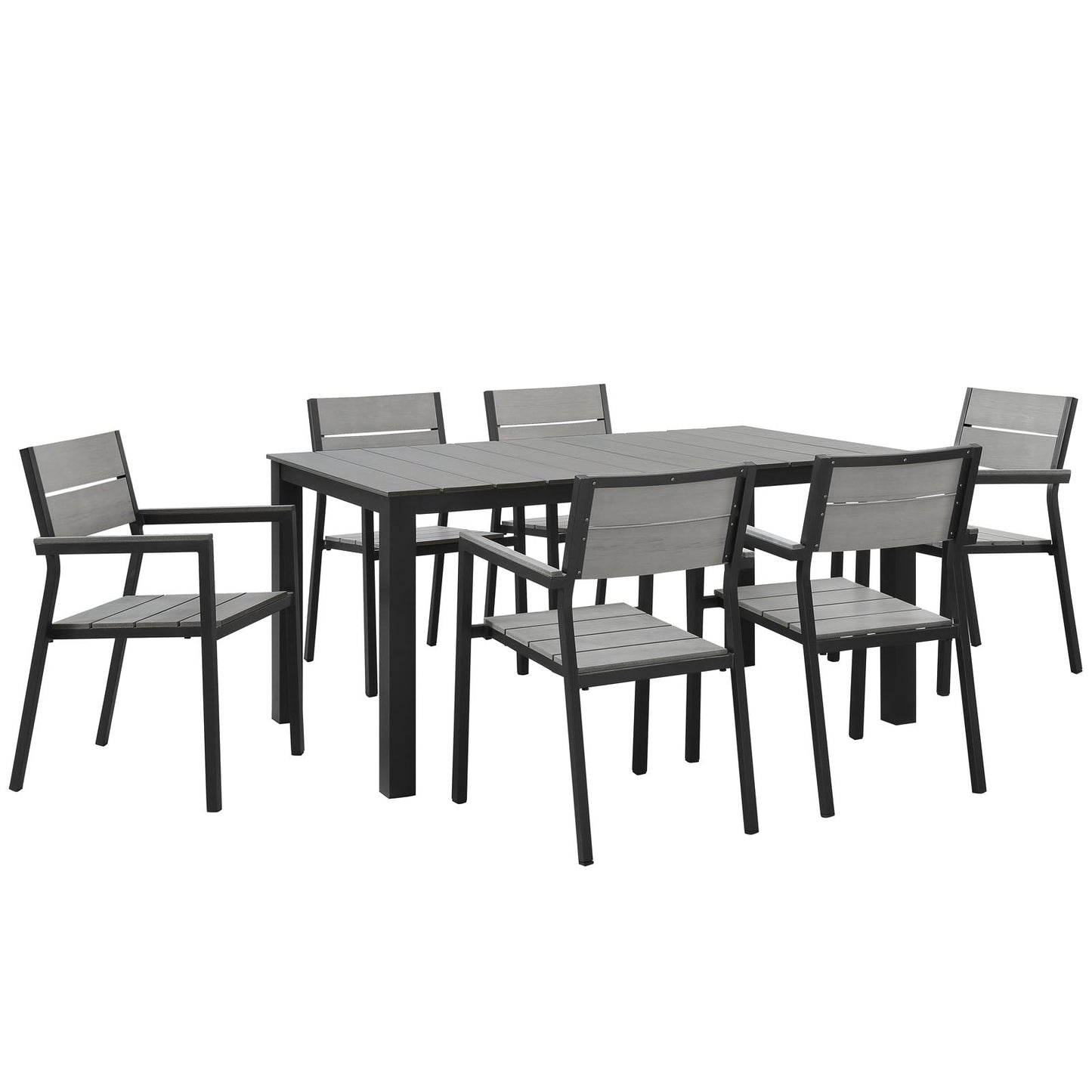 Modway Furniture Maine 7 Piece Outdoor Patio Dining Set - EEI-1749-BRN-GRY-SET