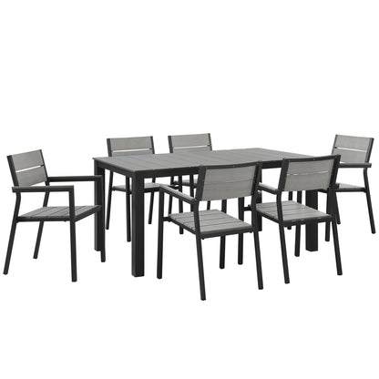 Modway Furniture Maine 7 Piece Outdoor Patio Dining Set - EEI-1749-BRN-GRY-SET