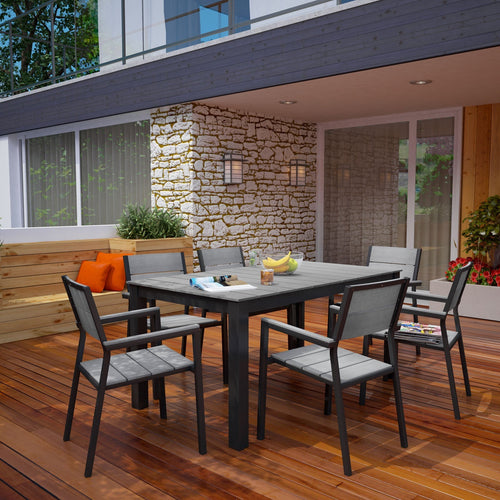 Modway Furniture Maine 7 Piece Outdoor Patio Dining Set - EEI-1749-BRN-GRY-SET