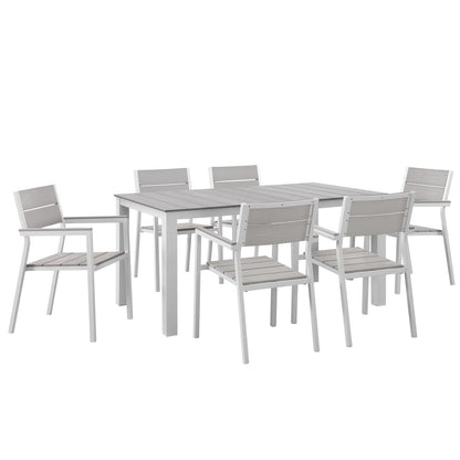 Modway Furniture Maine 7 Piece Outdoor Patio Dining Set - EEI-1749-BRN-GRY-SET