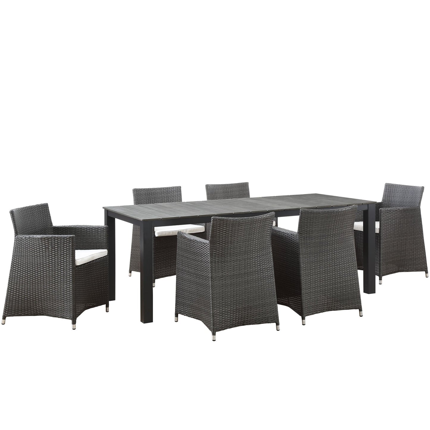 Modway Furniture Junction 7 Piece Outdoor Patio Dining Set by Modway - EEI-1750-BRN-WHI-SET
