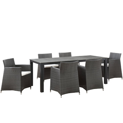 Modway Furniture Junction 7 Piece Outdoor Patio Dining Set by Modway - EEI-1750-BRN-WHI-SET