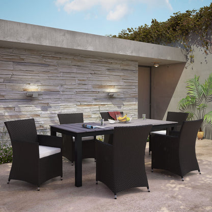 Modway Furniture Junction 7 Piece Outdoor Patio Dining Set by Modway - EEI-1750-BRN-WHI-SET