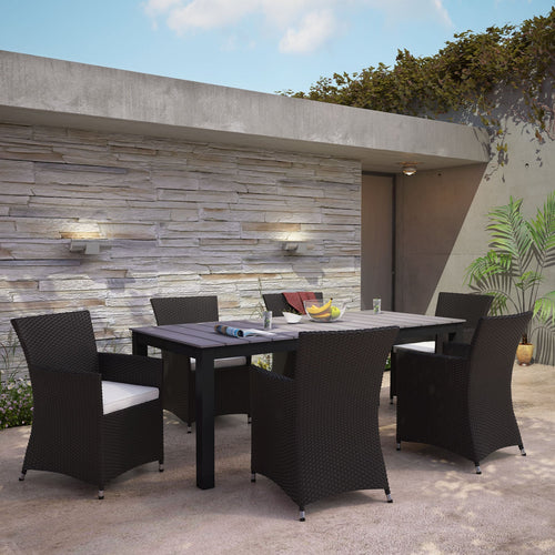 Modway Furniture Junction 7 Piece Outdoor Patio Dining Set by Modway - EEI-1750-BRN-WHI-SET