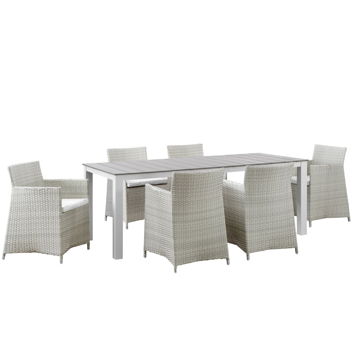 Modway Furniture Junction 7 Piece Outdoor Patio Dining Set by Modway - EEI-1750-BRN-WHI-SET