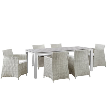 Modway Furniture Junction 7 Piece Outdoor Patio Dining Set by Modway - EEI-1750-BRN-WHI-SET