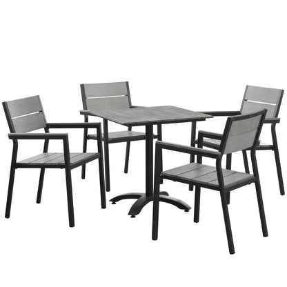 Modway Furniture Maine 5 Piece Outdoor Patio Dining Set - EEI-1761-WHI-LGR-SET