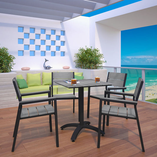 Modway Furniture Maine 5 Piece Outdoor Patio Dining Set - EEI-1761-WHI-LGR-SET