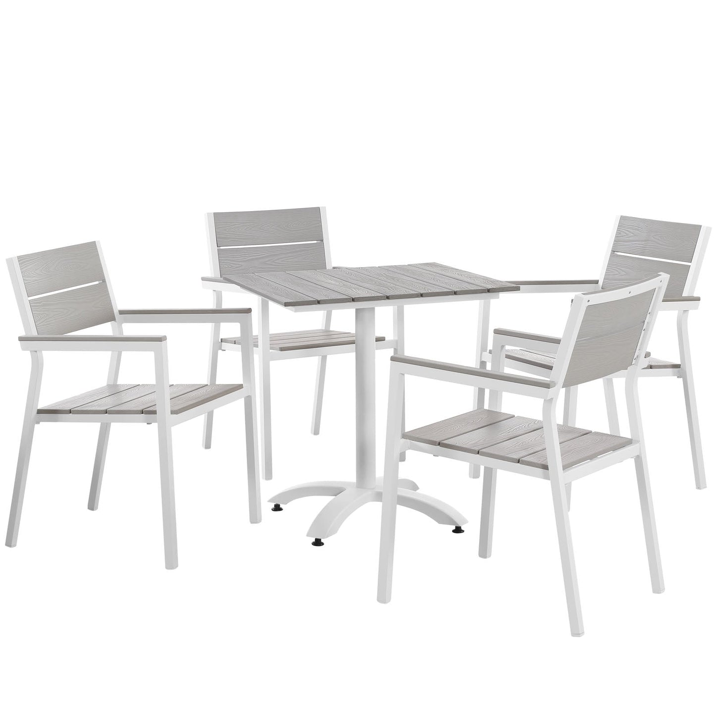 Modway Furniture Maine 5 Piece Outdoor Patio Dining Set - EEI-1761-WHI-LGR-SET