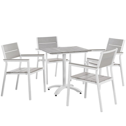 Modway Furniture Maine 5 Piece Outdoor Patio Dining Set - EEI-1761-WHI-LGR-SET