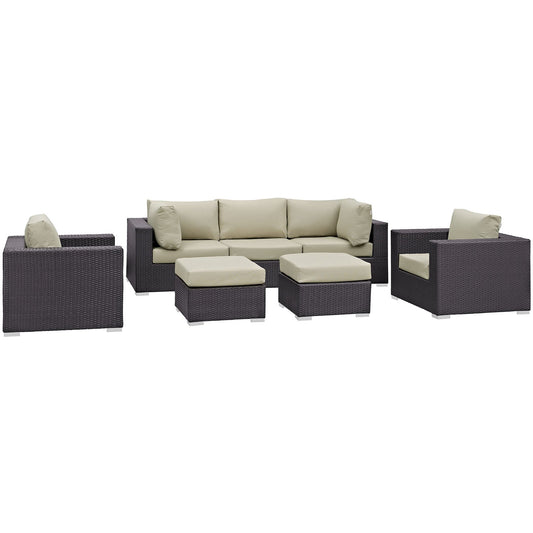 Modway Furniture Gather 7 Piece Outdoor Patio Sectional Set by Modway - EEI-1808-EXP-BEI-SET