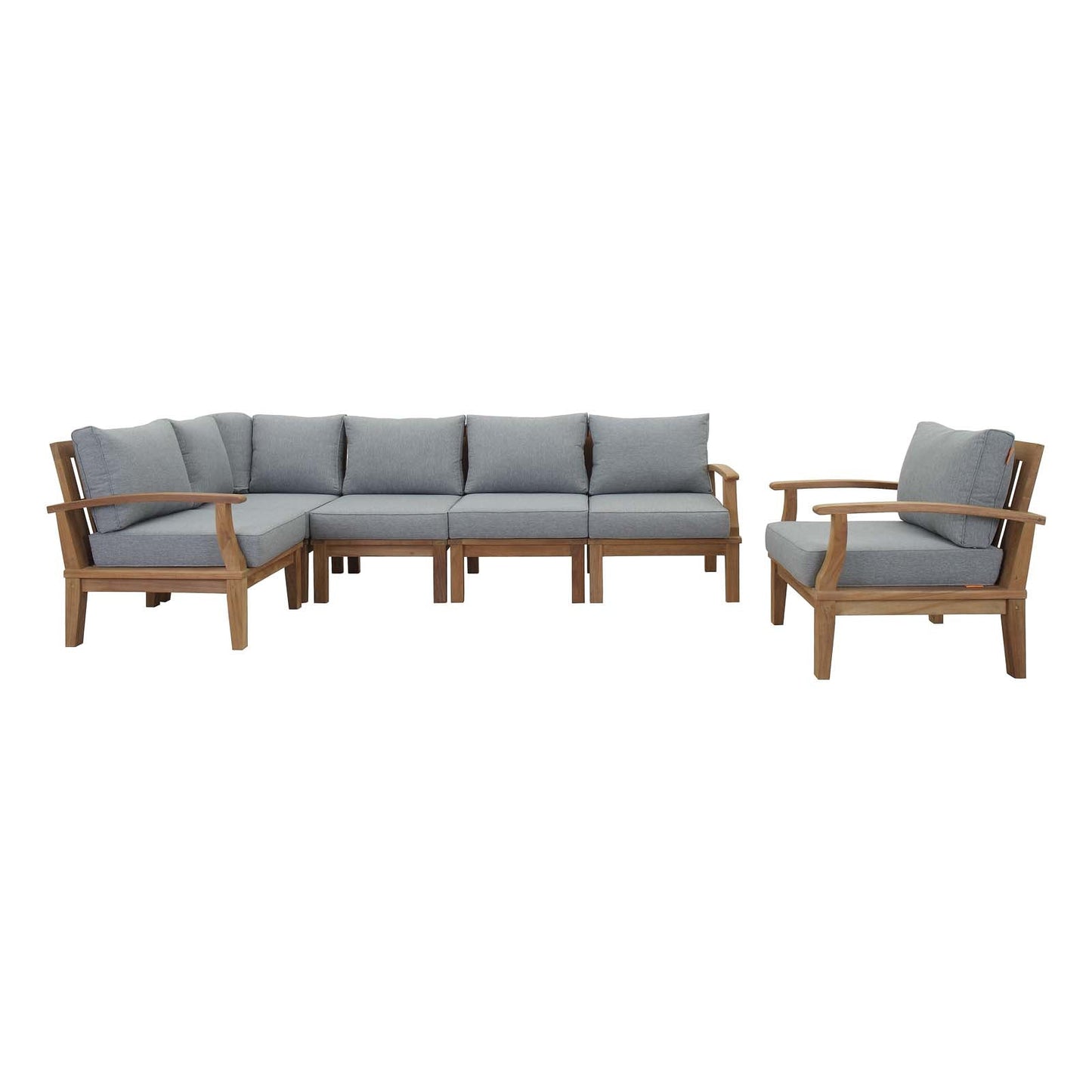 Modway Furniture Marina 6 Piece Outdoor Patio Teak Set by Modway - EEI-1816-NAT-GRY-SET