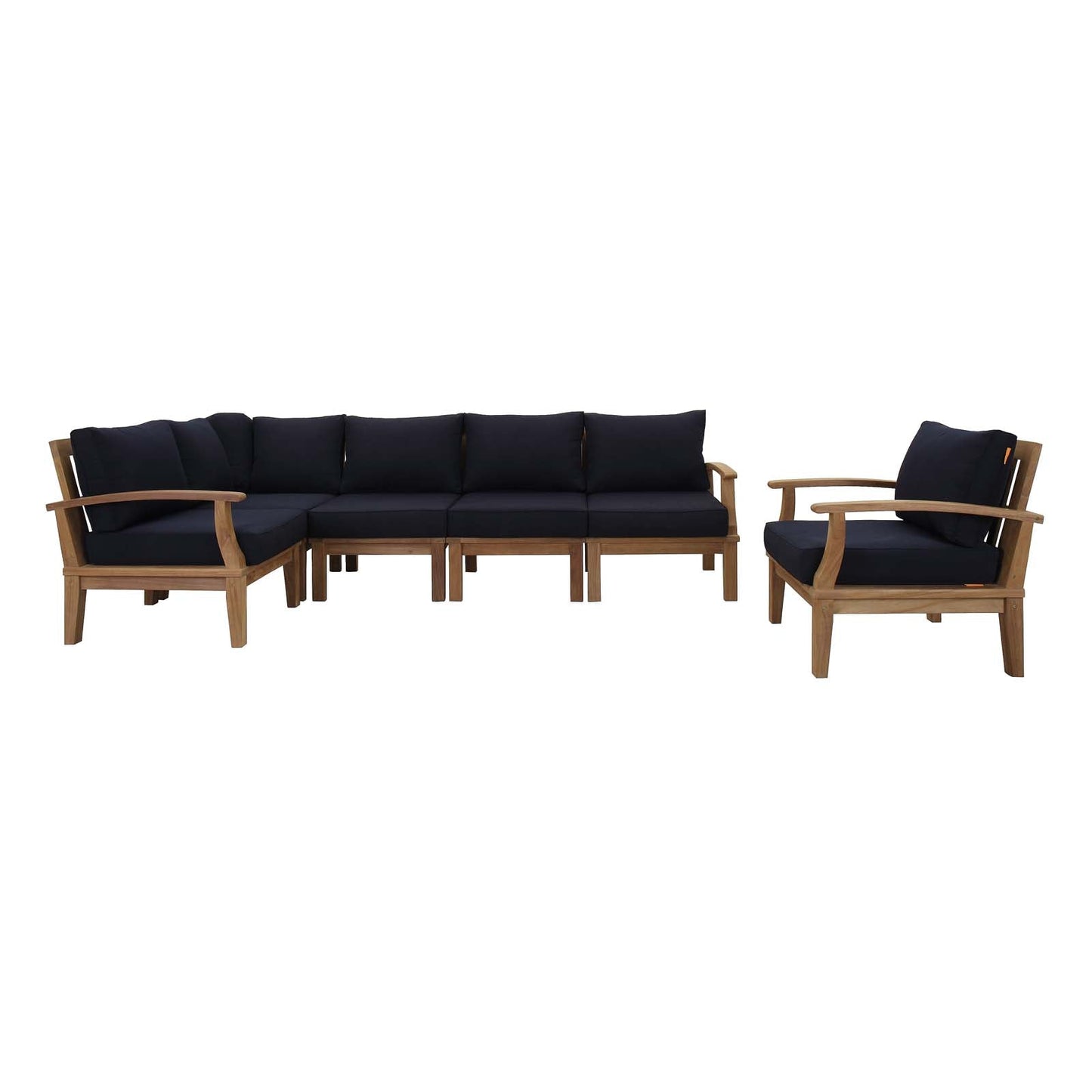Modway Furniture Marina 6 Piece Outdoor Patio Teak Set by Modway - EEI-1816-NAT-GRY-SET