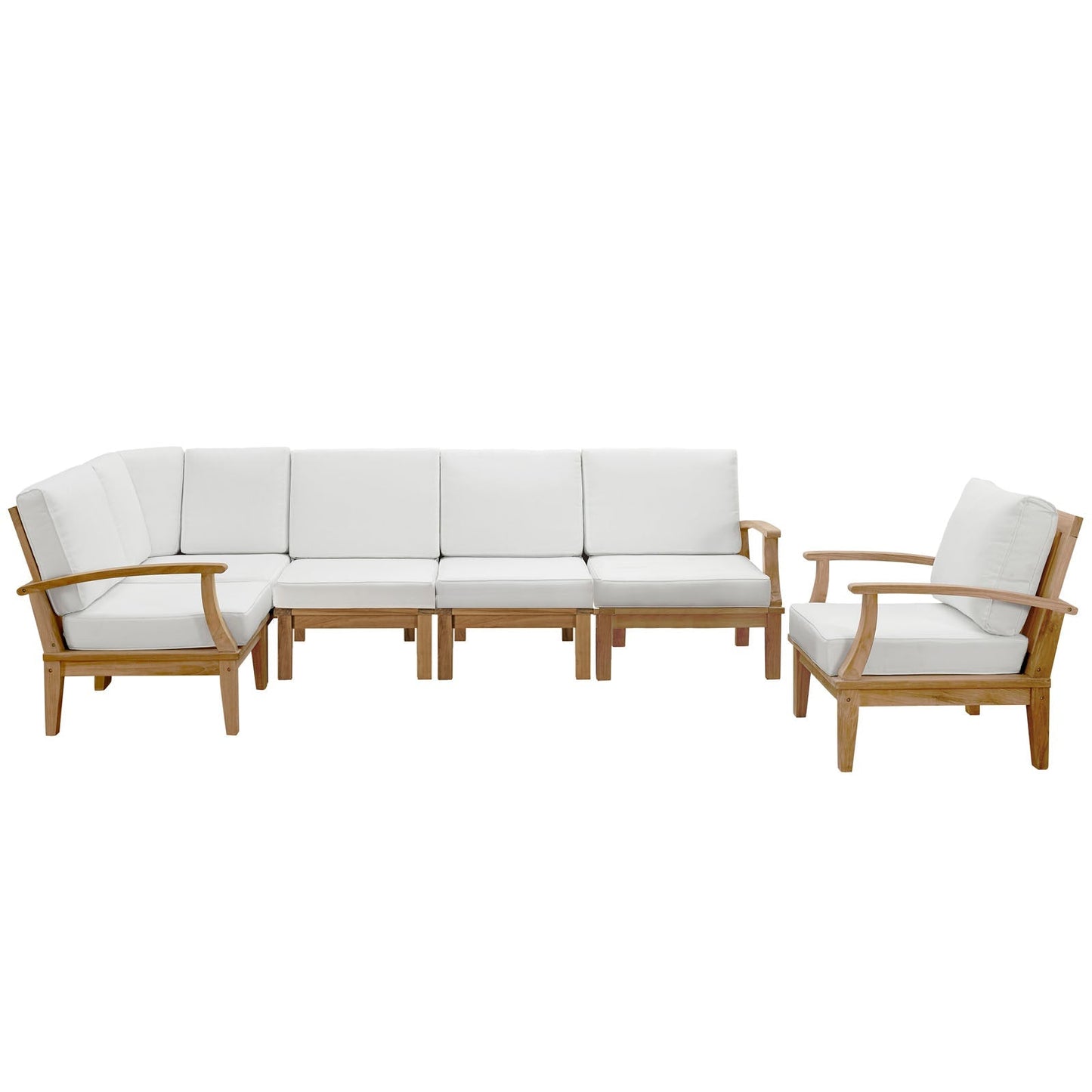 Modway Furniture Marina 6 Piece Outdoor Patio Teak Set by Modway - EEI-1816-NAT-GRY-SET
