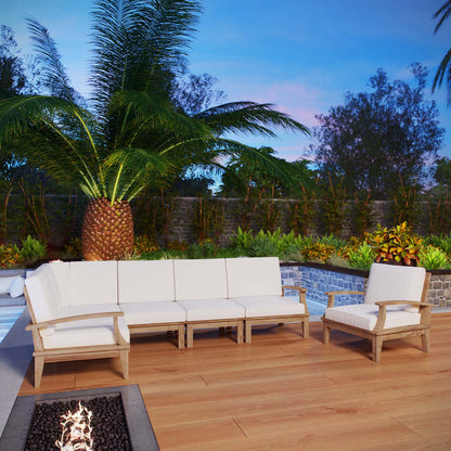 Modway Furniture Marina 6 Piece Outdoor Patio Teak Set by Modway - EEI-1816-NAT-GRY-SET