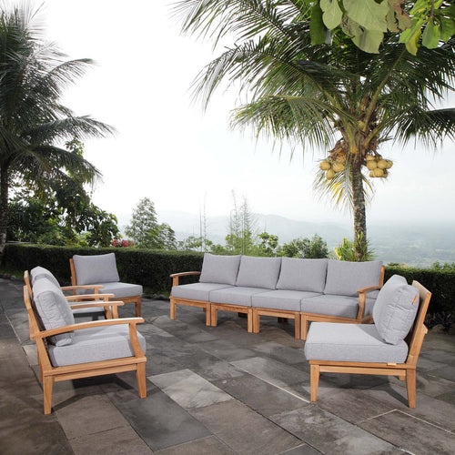 Modway Furniture Marina 8 Piece Outdoor Patio Teak Set by Modway – EEI-1817-NAT-GRY-SET
