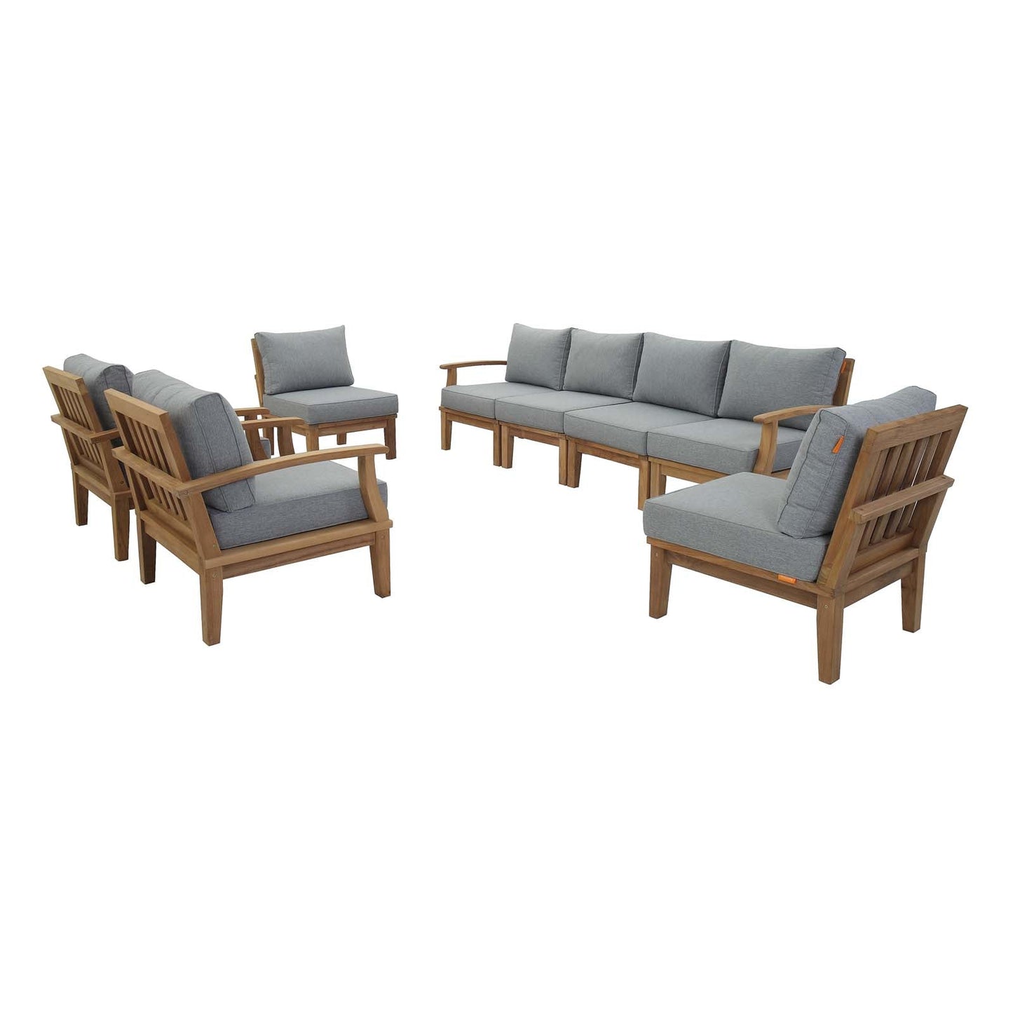 Modway Furniture Marina 8 Piece Outdoor Patio Teak Set by Modway – EEI-1817-NAT-GRY-SET