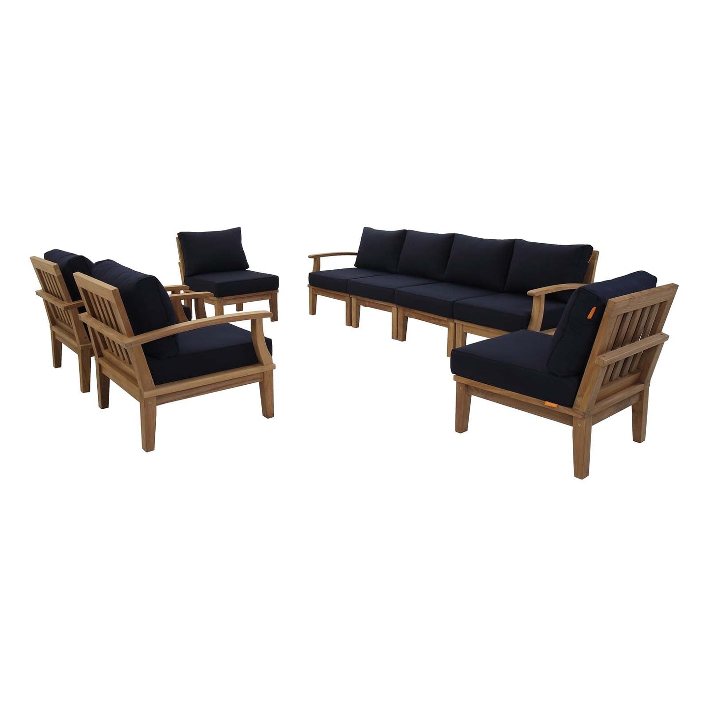 Modway Furniture Marina 8 Piece Outdoor Patio Teak Set by Modway – EEI-1817-NAT-GRY-SET