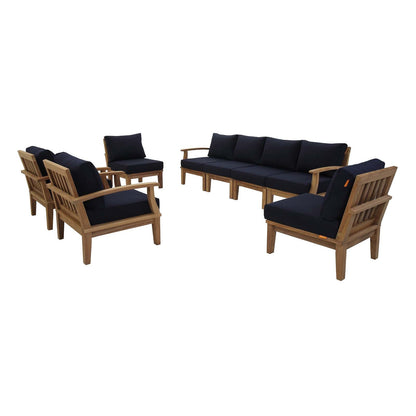 Modway Furniture Marina 8 Piece Outdoor Patio Teak Set by Modway – EEI-1817-NAT-GRY-SET