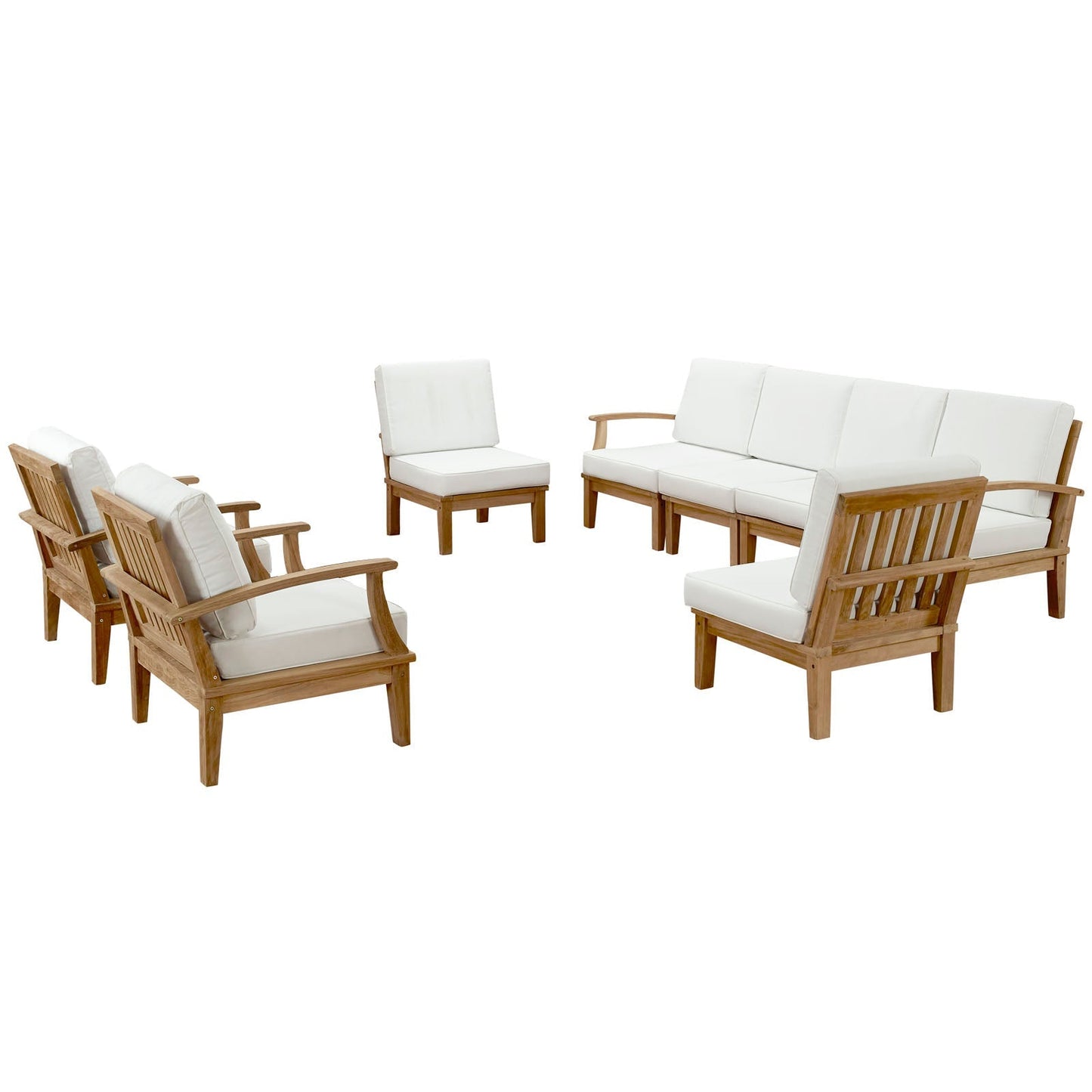 Modway Furniture Marina 8 Piece Outdoor Patio Teak Set by Modway – EEI-1817-NAT-GRY-SET