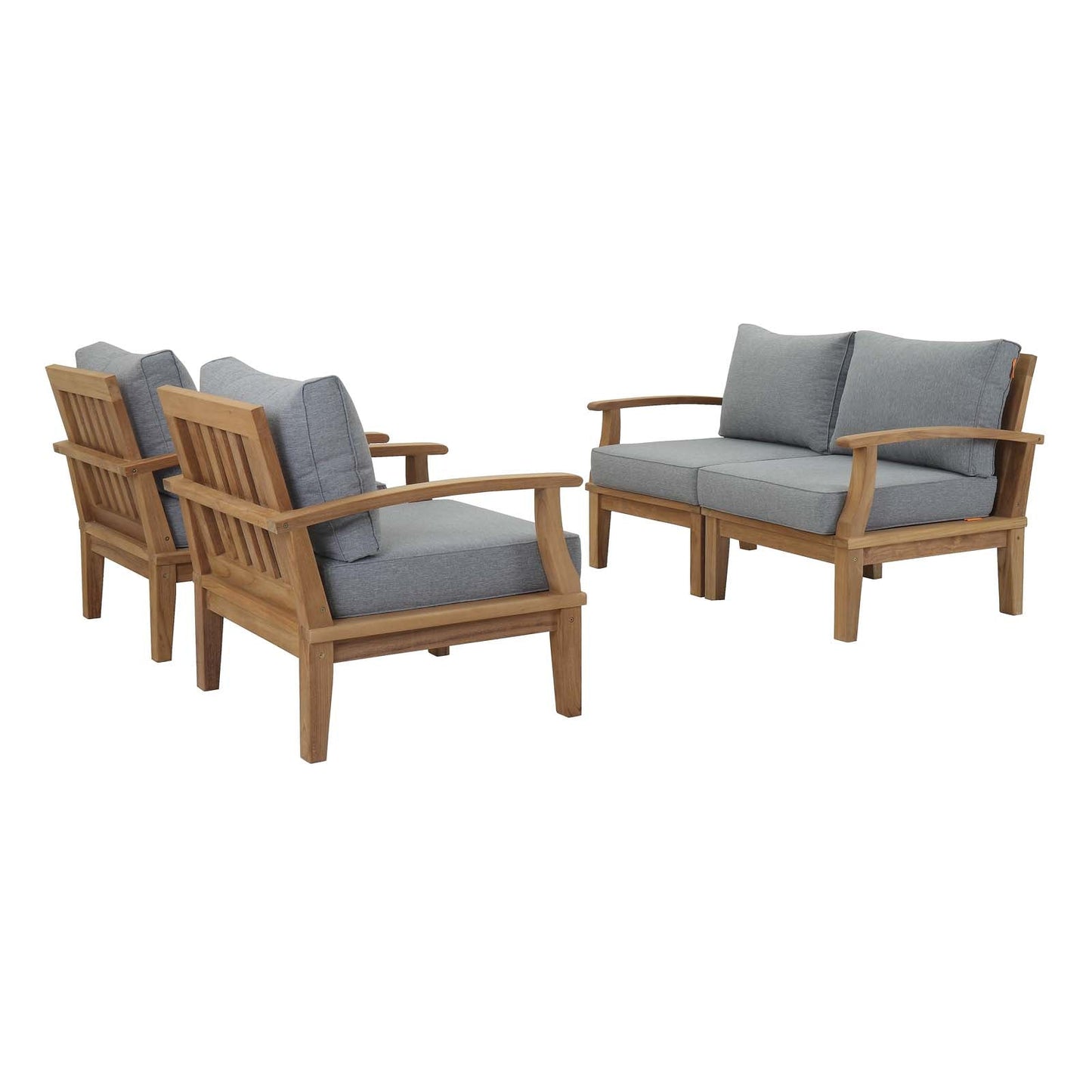 Modway Furniture Marina 4 Piece Outdoor Patio Teak Set by Modway – EEI-1818-NAT-GRY-SET