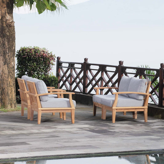 Modway Furniture Marina 4 Piece Outdoor Patio Teak Set by Modway – EEI-1818-NAT-GRY-SET