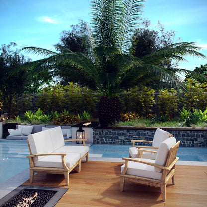 Modway Furniture Marina 4 Piece Outdoor Patio Teak Set by Modway – EEI-1818-NAT-GRY-SET