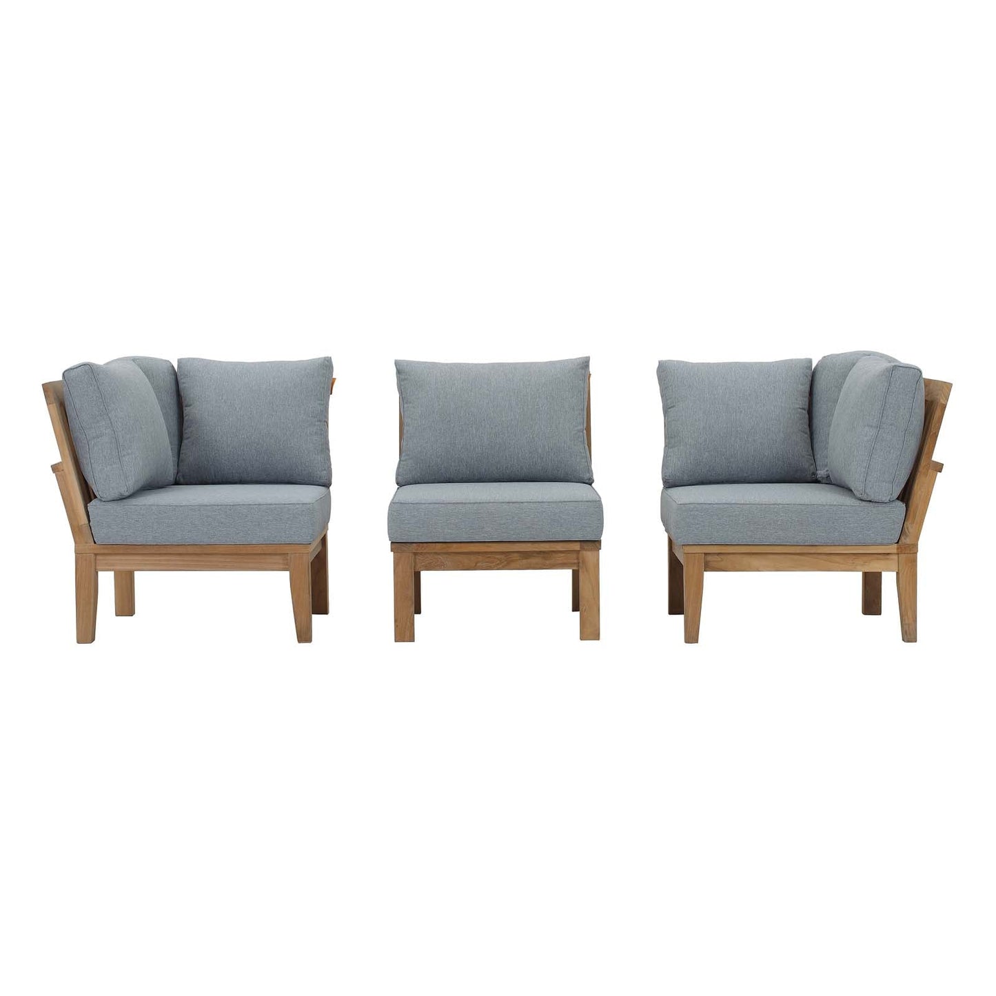 Modway Furniture Marina 3 Piece Outdoor Patio Teak Set by Modway - EEI-1820-NAT-GRY-SET