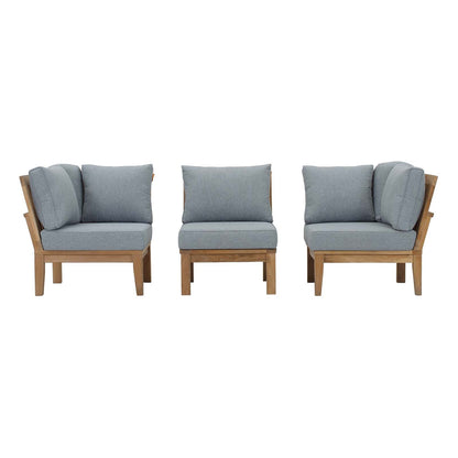 Modway Furniture Marina 3 Piece Outdoor Patio Teak Set by Modway - EEI-1820-NAT-GRY-SET